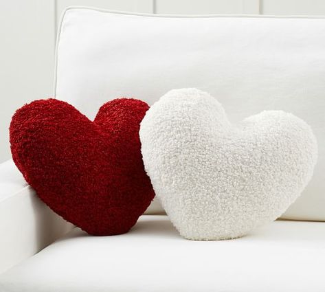 Fur Pillows & Fur Throw Blankets | Pottery Barn Knit Heart, Heart Pillows, Basement Bedroom, Knitted Heart, Rodeo Life, Hari Valentine, Hooked Wool, Fur Pillow, Cozy Pillow