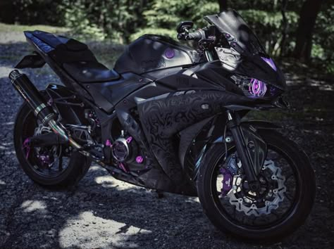 Purple Demon, Xe Bugatti, Purple Motorcycle, Purple Bike, Xe Ducati, Yamaha R3, Stylish Bike, Custom Sport Bikes, Dream Bike