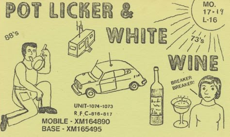 CB Radio QSL Cards: A 1970s Social Media Craze - Flashbak Vintage Business Card Design, Listening Device, Qsl Cards, Old School Cartoons, Car Guide, Seattle Art, Matchbox Art, Vintage Flash, Wine Down