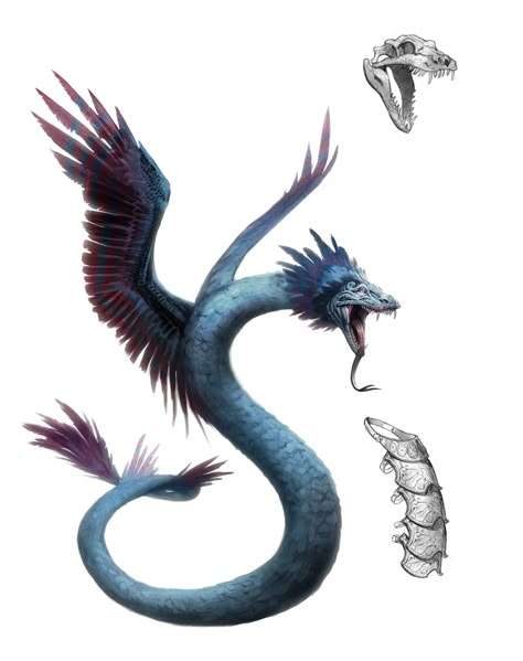 ArtStation - Glorantha Bestiary: Dragons, Cory Trego-Erdner Coatyl Dragon Drawing, Wyrm Dragon, Feathered Serpent, Mythical Beasts, Dragon Rpg, Dnd Monsters, Beautiful Dragon, Fantasy Creatures Art, Fantasy Monster