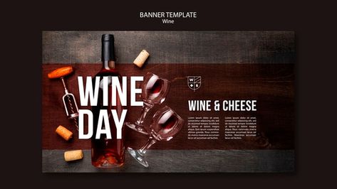 Wine banner template concept | Free Psd #Freepik #freepsd #banner #business #wine #alcohol Wine Alcohol, Wine Tasting Events, Best Banner, Fashion Newsletter, Event Banner, French Wine, Banner Template Design, Wine Festival, Graphic Design Tips