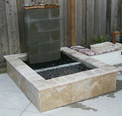 Fire Fountain Cinder Block Fountain, Fire Fountain, Yard Water Fountains, Wall Waterfall, Diy Waterfall, Water Wall Fountain, Small City Garden, Garden Water Fountains, Cinder Blocks