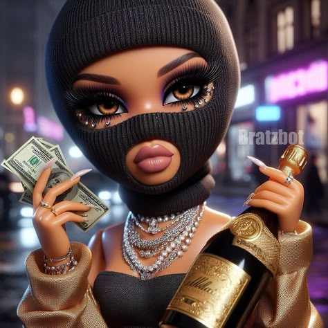 Watch ya gettin’ money make it rain buy a bottle Dream Doll Aesthetic, Kendall Jenner Face, Easy Graffiti Drawings, Black Bratz Doll, Slay Girl, Bad Girl Wallpaper, Brat Doll, Gangsta Style, Apple Art