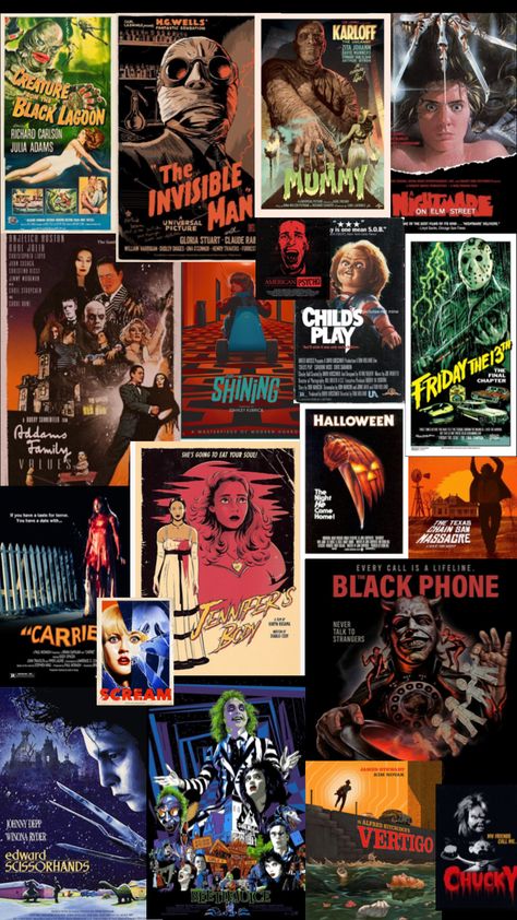 #Halloween #horror#movie#movies#horrormovie#horrormovies# scary#vintage #vibes #scream#monster#halloweenaesthetic #spooky#scary#wallpaper #posters #collageart #fall #fallaesthetic #80’s#90’s#70’s#film Horror Collage, 90s Horror Movies, Movie Collage, Scary Wallpaper, Horror Movie Posters, Spooky Scary, Halloween Horror, Horror Movie, Vintage Vibes