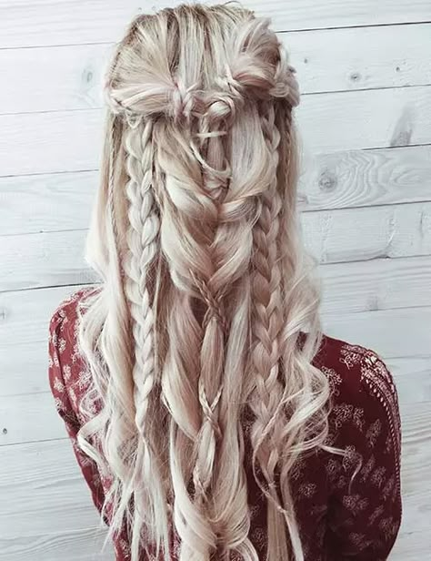 Wedding Hairstyles And Makeup, Viking Braids, Side Braid Hairstyles, Viking Wedding, Viking Hair, Romantic Hairstyles, Long Hair Updo, Styling Hair, Easy Braids