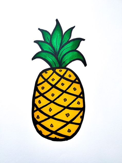 Pineapple art, pineapple drawing, pineapple drawing and coloring Pineapple Cartoon Drawing, Pineapple Cute Drawing, How To Draw A Pineapple, Easy Pineapple Drawing, Draw Pineapple, Cherry Pictures, Pineapple Costume Diy, Drawing Pineapple, Pineapple Pictures