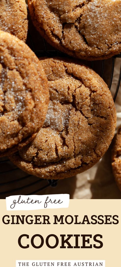 Gluten Free Soft Molasses Cookies – soft and chewy with hints of ground ginger, freshly grated nutmeg, and cinnamon. This gluten-free molasses cookies recipe is perfect for the holidays but let’s be honest – they are perfect gluten free cookies all year round. Gluten Free Soft Ginger Cookies, Cassava Flour Gingerbread Cookies, Soft Gluten Free Gingerbread Cookies, Molasses Cookies Gluten Free, Gluten Free Molasses Cookies Chewy, Gluten Free Ginger Snap Cookies, Gluten Free Ginger Molasses Cookies, Gluten Free Oat Cookies, Almond Flour Molasses Cookies