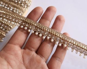 Buy 1 Yard Silver Sequence Ribbon Zari Crystal Work Indian Embroidery Lace Zari Embroidered on Net Fabric Trim Sari Lehenga Gown Dress, 3cm Wide Online in India - Etsy Latkan Making, Dupatta Saree, Wedding Wear Dresses, Sari Lehenga, Diy Belt, Crystal Work, Diy Belts, Stylish Blouses, Golden Lace