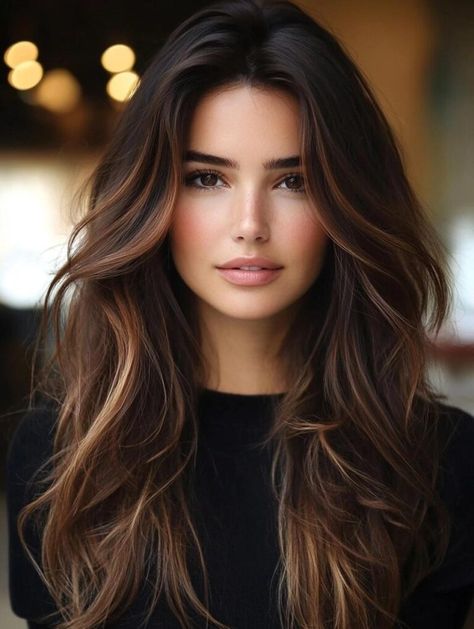 Fall Hair Color for Brunettes: Rich, Warm Shades to Transform Your Look Burnett Fall Hair Color, Balayage For Fall Brunettes, Brown Women Hair Color, Good Colors For Brunettes To Wear, Brunette Chestnut Hair, Brunette Hair 2024 Fall, Rich Fall Hair Color Brunettes, Brunette Hair Color Ideas For Winter, Rich Cinnamon Brown Hair