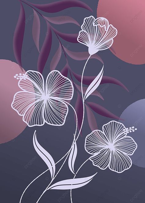 Abstract Floral Mural, Boho Art Ideas, Boho Designs Art, Line Art Painting, Boho Art Painting, Line Art Floral, Beautiful Gradient, Background Painting, Flower Line Drawings