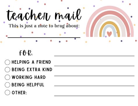 Proud Parent Teacher Mail, Happy Mail Teacher To Parent, Positive Notes Home To Parents Free, Positive Note Home From Teacher, Notes Home To Parents, Notes For Parents, Teacher Mail, Happy Mail Printable, Communication With Parents