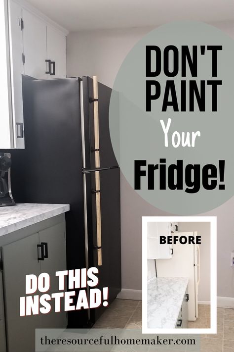 Paint A Refrigerator Diy Fridge Makeover, Chalk Painted Fridge, Paint My Fridge, Diy Fridge Paint, White Fridge Makeover Renter Friendly, How To Paint An Old Refrigerator, Diy White Fridge Makeover, Update Fridge Diy, Refrigerator Diy Makeover Ideas