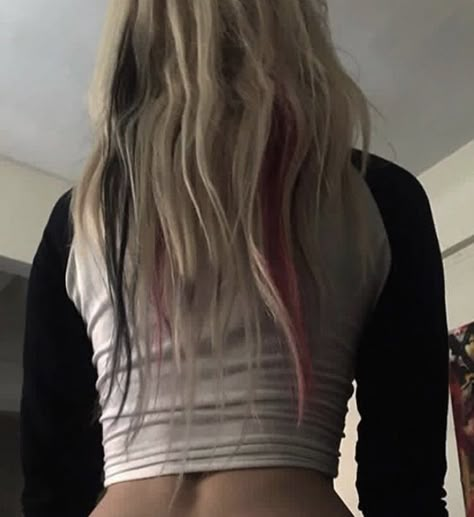 blonde hair with black stripes / low lights and pink Long Blonde, Blonde Hair, Blonde, Black And White, Hair, Pink, White, Instagram, Black