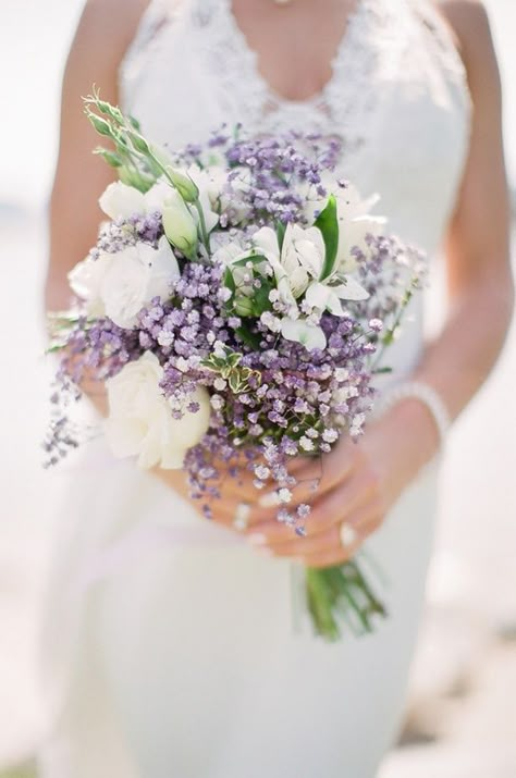 Flower Power: 20 Looks for a Purple Wedding Bouquet -Beau-coup Blog Lavender Wedding Bouquet, Small Wedding Bouquets, Lavender Bridesmaid, Diy Bridal Bouquet, Purple Wedding Bouquets, Lavender Bouquet, Lilac Wedding, Purple Wedding Flowers, Wedding Flowers Summer