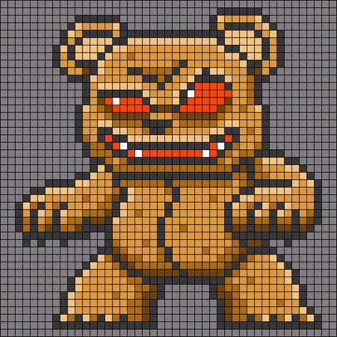 Scream Pixel Art, Scary Pixel Art, Creepy Pixel Art, Spooky Pixel Art, Pixel Art Horror, Bear Monster, Zombie Bear, Perler Bead Mario, Anuel Aa Wallpaper