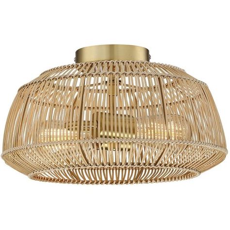 2-Light Bohemian Rattan Semi-Flush Mount Ceiling Light - Brass - On Sale - Bed Bath & Beyond - 36256518 Bamboo Flush Mount Light, Bohemian Ceiling Light, Rustic Style Decor, Rattan Light Fixture, Rattan Shades, Brass Bed, Vintage Edison Bulbs, Bedroom Light, Flush Mount Lights