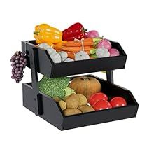 Fruit Basket Kitchen, Bamboo Countertop, Black Countertop, Counter Organizer, Banana Holder, Tiered Fruit Basket, Kitchen Counter Organization, Storing Fruit, Snack Organizer