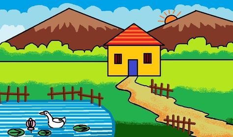 How to Draw - in computer| Microsoft paint tutorial | ms paint | scenery drawing. How to draw beautiful morning village scenery with light & shade. To find all related video please click on https://bit.ly/2pa5FKy Thank you for the visit and please subscribe the channel for more art videos. Have fun !!! Computer Painting Art, Microsoft Paint Drawings, Morning Scenery Drawing, How To Draw Village, Senery Drawings For Kids, Good Morning Drawing, Morning Drawing, Nature Pictures Drawing, Ms Paint