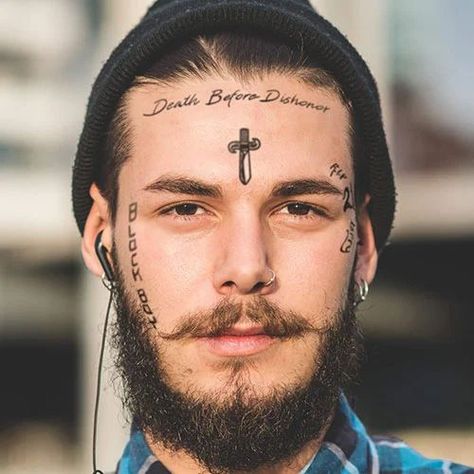 Face tattoos are unquestionably for courageous people since they are one of the most contentious styles of body art. 21 Savage Tattoos, Human Face Tattoo, Cool Face Tattoos, Savage Tattoo, Temporary Face Tattoos, Small Cross Tattoo, Skeleton Face, Cross Tattoo For Men, Facial Tattoos