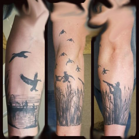 #wildlife #tattoo #duck #fishing #duckhunter Bird Hunting Tattoos, Waterfowl Tattoo, Hunting Tattoo Ideas, Duck Hunting Tattoos, Bow Hunting Tattoos, James Tattoo, Wilderness Tattoo, Tattoo Side, Wildlife Tattoo