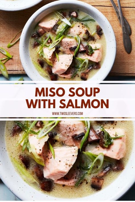 Miso Soup With Salmon | Miso Soup | Miso Salmon Chowder | Miso Soup Recipe | How To Make Miso Soup | Keto Miso Soup | Low Carb Miso Soup | Keto Japanese Recipes | Low Carb Japanese Recipes | Keto Recipes | Low Carb Recipes | TwoSleevers | #twosleevers #misosoup #salmon #japaneserecipes #ketorecipes Kimchi Beef Stew, Recipe With Salmon, Soup Low Carb, Salmon Soup, Keto Chicken Soup, Quick Salmon, Miso Soup Recipe, Miso Salmon, Simple Keto