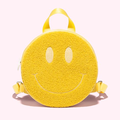 Say cheese!!! This chenille Backpack has us grinning non-stop. Preppy Gifts, Stoney Clover Lane, Stoney Clover, Say Cheese, Non Stop, Smiley Face, Smiley, Vegan Leather, Gold Metal