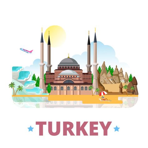 Turkey country design template Flat cartoon style. Turkey country design templat #Sponsored , #ad, #Sponsored, #country, #template, #style, #design Country Illustration, Turkey Culture, Turkey Cartoon, Travel Art Kit, Turkey Art, Turkey Country, Object Drawing, World Map Wall Art, Turkey Travel