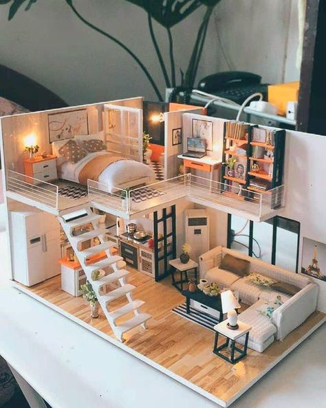 Apartment Designs, Loft House Design, Modern Apartment Design, Tiny House Interior Design, Tiny House Loft, Apartment Decoration, House Floor Design, Decoration Tips, Small Studio Apartments