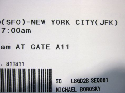 Airline ticket - SFO to JFK New York Flight Ticket, Plane Ticket To New York, New York Plane Ticket, Travel Header, Nyc Ticket, New York Ticket, Ticket To New York, New York Flight, Before We Were Strangers