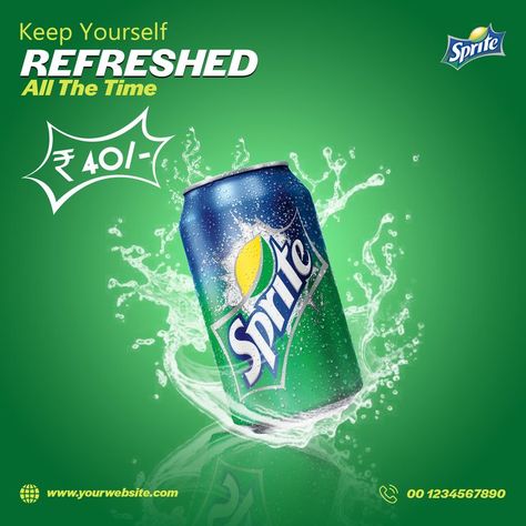 SPRITE SOCIAL MEDIA POST DESIGN #sprite #socialmediapost #design #refresh #softdrink #can #40rs Social Media Post Design, Banner Advertising, Social Media Design Inspiration, Design Advertising, Graphic Design Advertising, Post Design, Advertising Design, Media Post, Social Media Design