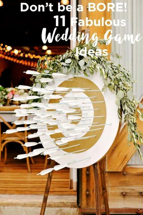 You'll love these 11 fabulous wedding games and other entertainment ideas. There are plenty of options for indoor or outdoor weddings! Your reception will super entertaining for your guests with these interactive games.  #weddingideas #funweddingideas #wedding #weddinggames #outdoorwedding #indoorwedding Wedding Game Table Ideas, Wedding Day Lawn Games, How To Entertain Wedding Guests, Wedding Reception Entertainment Ideas, Wedding Games For Reception, Fun Wedding Reception Ideas, Wedding Entertainment Ideas, Field Day Games, Wedding Reception Entertainment