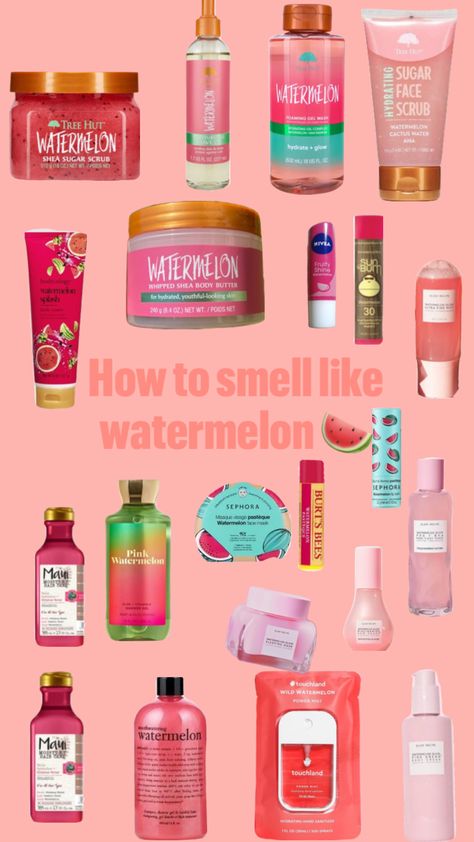 How to smell like watermelon 🍉 🫶🏼#beauty How To Smell Like Watermelon, Boo Basket Ideas For Best Friend, Watermelon Scrub, Watermelon Face, Watermelon Girl, Beauty Routine Tips, Shower Skin Care, Body Smells, Pretty Skin Care