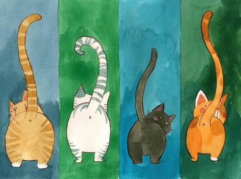 Cat Quilt, Hur Man Målar, Cats Illustration, Cat Painting, Cat Illustration, Cat Drawing, Crazy Cats, Cat Pics, Cat Love