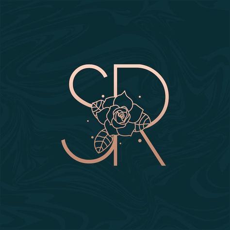 Sr Initials Logo, Initials Logo, Flower Logo, Golden Leaves, Gold Leaves, Luxury Flowers, Marble Design, Gold Flower, Cebu