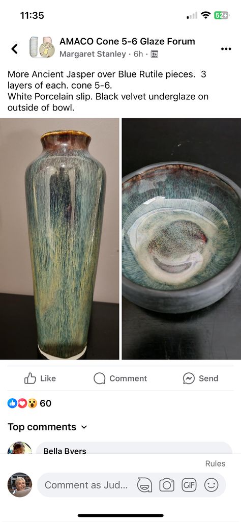 Honey Flux And Ancient Jasper, Ancient Jasper Glaze Combos, Mayco Glaze Tigers Eye, Ancient Jasper Glaze, Ceramic Glaze Recipes, Glaze Recipe, Pottery Glazes, Glazes For Pottery, Pottery Designs