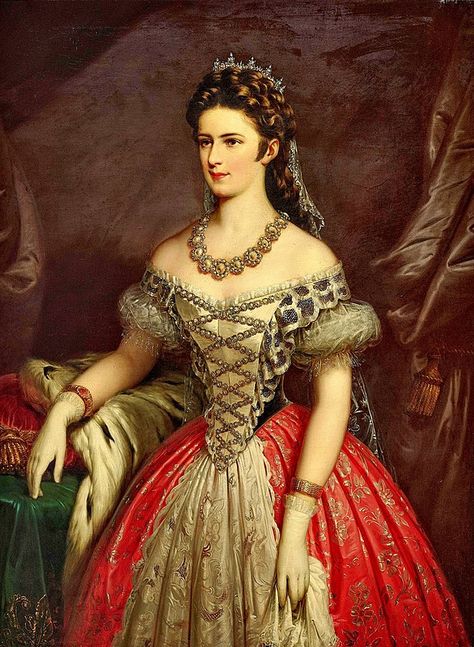 Category:Portrait paintings of Empress Elisabeth of Austria - Wikimedia Commons Royal Portraits Painting, Empress Sissi, Gaun Abad Pertengahan, Empress Elisabeth, Queen Of England, Portraits From Photos, Historical Dresses, 인물 사진, Historical Fashion