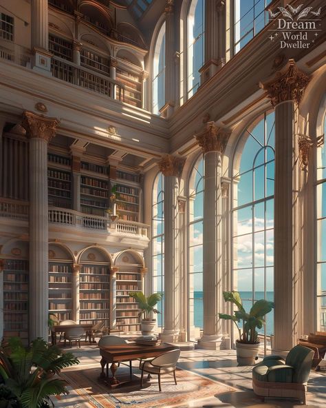 Luxury Library Room, Aesthetic Libraries, Fantasy University, Dream House Library, Summer Court, Beautiful Bed Designs, Glamour Decor, Old Manor, Castle Aesthetic