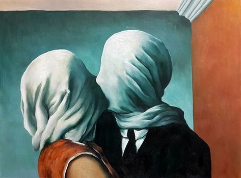 The Lovers Painting, Rene Magritte The Lovers, Magritte Paintings, René Magritte, Art Theory, Roy Lichtenstein, Rene Magritte, Surrealism Painting, Joan Miro