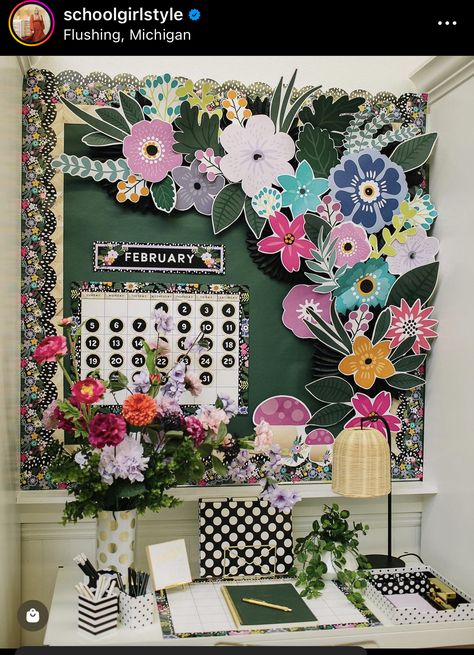 Teacher Classroom Inspiration, Floral Design Classroom, Blooming Classroom Theme, Fun Desk Decor, Classroom Themes Flowers, Rustic Bloom Classroom Theme, Mushroom Classroom Decor, Wildflowers Classroom Theme, Wildflower Classroom Decor