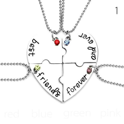 Friendship Necklaces For 4, Friendship Christmas Gifts, 4 Best Friends, Friends Necklace, Bff Necklace, Forever Necklace, Floating Diamond Necklace, Best Friend Necklace, Women Friends