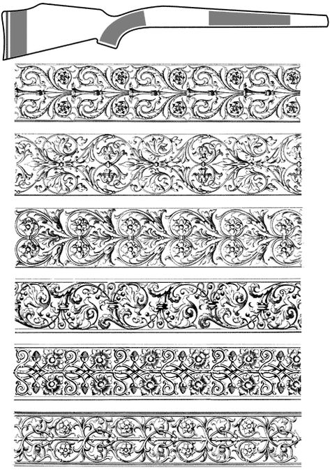 http://home.earthlink.net/~virginiagunstockcarver/pattern_gifs/patterns_a_pg7.gif Engraving Patterns Metal, Scroll Engraving Patterns, Engraving Patterns Templates, Engraving Patterns, Scrollwork Pattern, Scroll Engraving, Medieval Artwork, Wood Carving Furniture, Leather Working Patterns