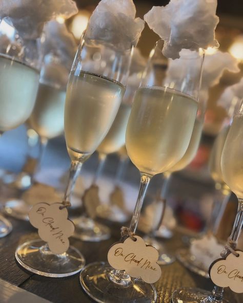 ☁️🥂On Cloud Nine🥂☁️ Heavenly welcome drinks for this “On Cloud Nine” themed baby shower 🥰☁️🥂🍾 finished off with our new cloud shaped drink tags! #WoodenDecor #BabyShower #OnCloudNine #CloudNineDrinks #HeavenlySips #BabyShowerDrinks #CheersToNewBeginnings #BabyShowerGoals #EtsyShop #ShopSmall Cloud Food Ideas, Heavenly Sent Baby Shower Theme, Baby Shower On Cloud 9, On Cloud Nine Bridal Shower Theme Decor, On Cloud 9 Engagement Party, In The Clouds Baby Shower Theme, Cloud Gender Reveal Ideas, Heaven Baby Shower Theme, Cloud Themed Baby Shower Ideas