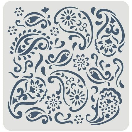 1pc Paisley Stencil 30x30cm Mandala Paisley Stencil Template Plastic Paisley Flowers Pattern Stencil Large Reusable Vintage Paisley Stencil Vintage Paisley, Paisley Stencil, Painting On Walls, Mandala Paisley, Clear Plastic Sheets, Pattern Stencil, Paisley Flower, Mandala Stencils, Paisley Art