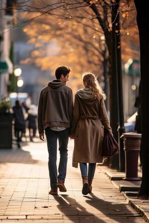 Couple Walking Together Aesthetic, Kat Singleton, Walking Images, Visual Photography, Watercolor Reference, Autumn Couple, Photography Moodboard, Walking Poses, Walking Together