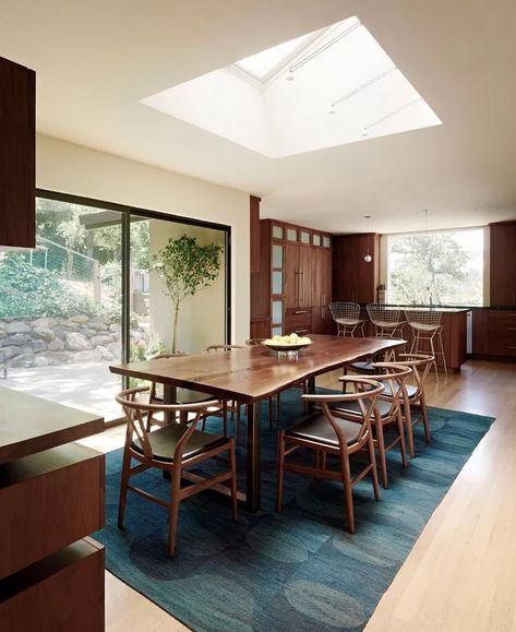 Cherry Table Dining Room, Cherry Wood Interior Design, Cherry Wood Color Palette, Cherry Wood Interior, Cherry Wood Dining Room, Cherry Dining Room Table, Cherry Wood Dining Table, Cherry Wood Table, Cherry Table