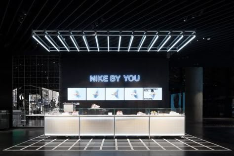 Nike Retail, Gym Design Interior, Store Counter, Gym Interior, Display Area, Counter Design, Store Design Interior, Retail Interior, Retail Store Design