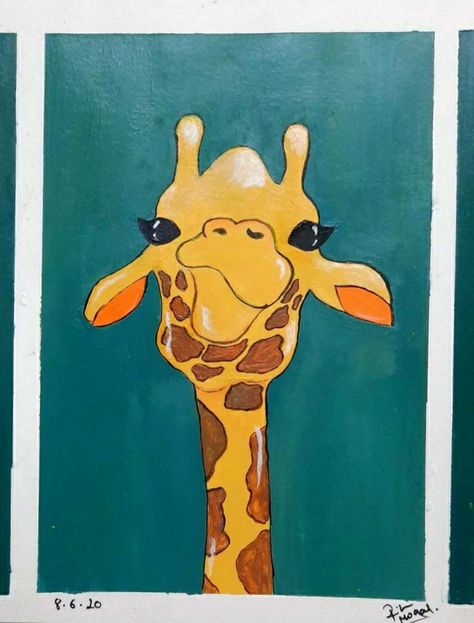 Giraffe Painting Easy, Easy Giraffe Painting, Cute Giraffe Painting, Painting 2023, Safari Wall Art, Birthday Painting, Giraffe Painting, Giraffe Art, Easy Canvas Painting