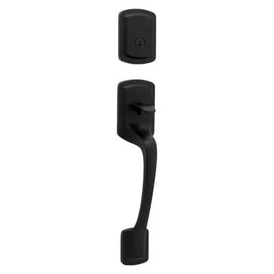 Prague Matte Black Single Cylinder Entry Door Handleset with Round Pismo Knob Featuring SmartKey Security Floor Outlet, Black Door, Entry Door, Home Hardware, Our New Home, Front Doors, Door Knobs, Prague, Country House