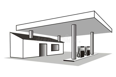 Gas station. Art illustration in black and white: gas station , #AD, #Art, #station, #Gas, #illustration, #gas #ad Gas Station Sketch, Gasoline Drawing, Gas Pump Drawing, Gas Station Drawing, Gas Station Illustration, Gas Illustration, Architecture Model Trees, Gasoline Station, Mini Zine