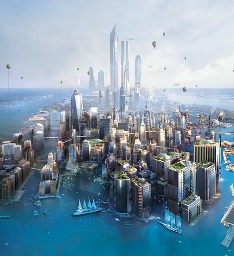 Best Sci Fi Books, Sci Fi City, Science Fiction Books, Sci Fi Books, Fantasy City, Lower Manhattan, Margaret Atwood, Futuristic City, Futuristic Architecture